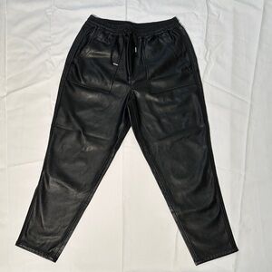 Black Faux Leather Joggers